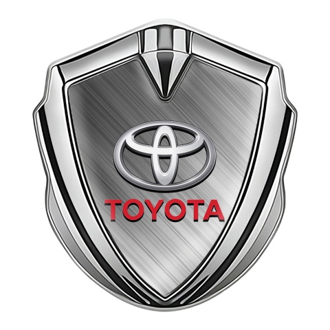Toyota 3D Car Metal Domed Emblem Silver Brushed Steel Oval Design