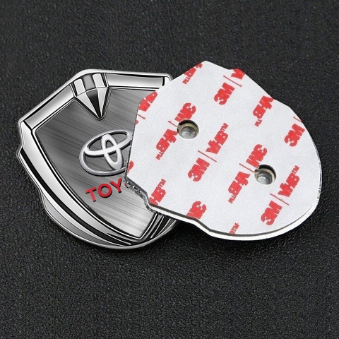 Toyota 3D Car Metal Domed Emblem Silver Brushed Steel Oval Design