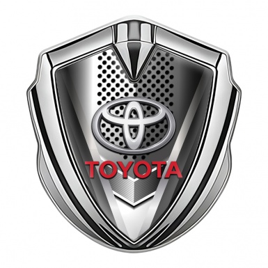 Toyota Fender Emblem Badge Silver Futuristic Metal Pattern Elliptic Logo