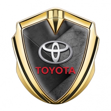 Toyota Emblem Self Adhesive Gold Grey Crossed Panels Oval Design