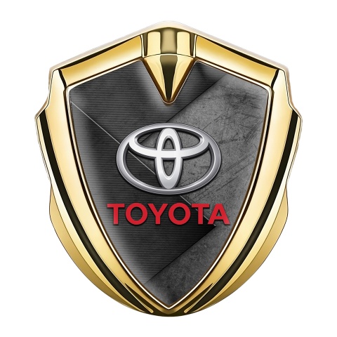 Toyota Emblem Self Adhesive Gold Grey Crossed Panels Oval Design