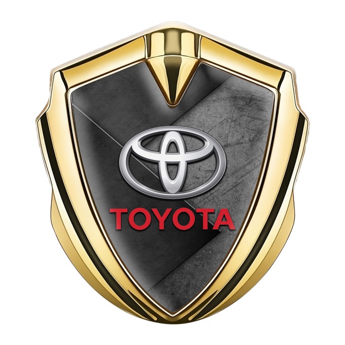 Toyota Emblem Self Adhesive Gold Grey Crossed Panels Oval Design