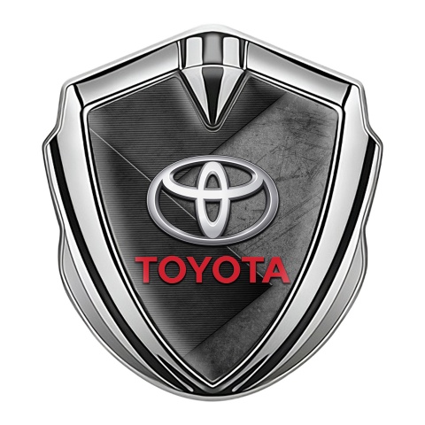 Toyota Emblem Self Adhesive Silver Grey Crossed Panels Oval Design