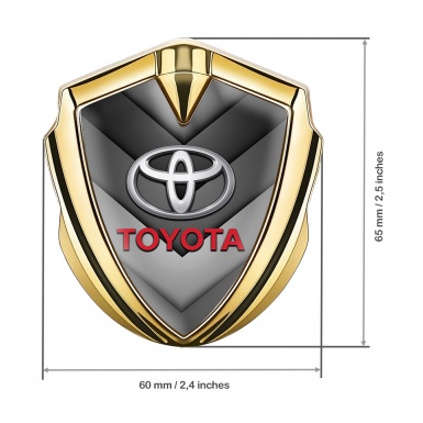 Toyota Trunk Emblem Badge Gold Grey Arrows Red Characters Motif