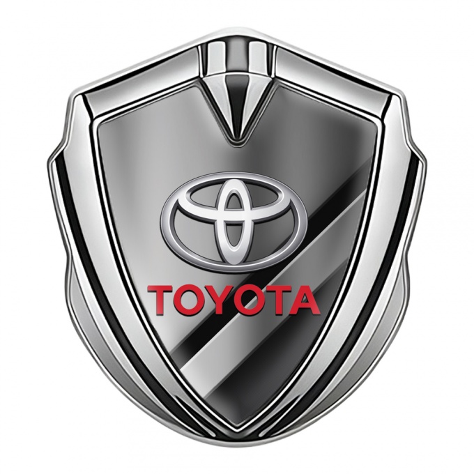 Toyota 3D Car Metal Domed Emblem Silver Metallic Template Oval Logo