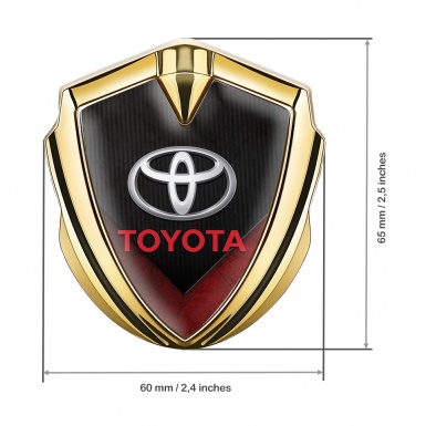 Toyota Emblem Fender Badge Gold Charcoal Crest Red Element Design
