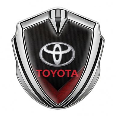Toyota Emblem Fender Badge Silver Charcoal Crest Red Element Design