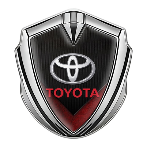 Toyota Emblem Fender Badge Silver Charcoal Crest Red Element Design