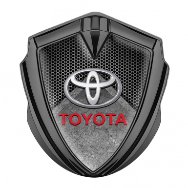 Toyota Emblem Trunk Badge Graphite Honeycomb Pattern Oval Design