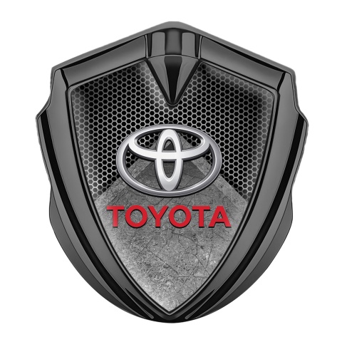 Toyota Emblem Trunk Badge Graphite Honeycomb Pattern Oval Design