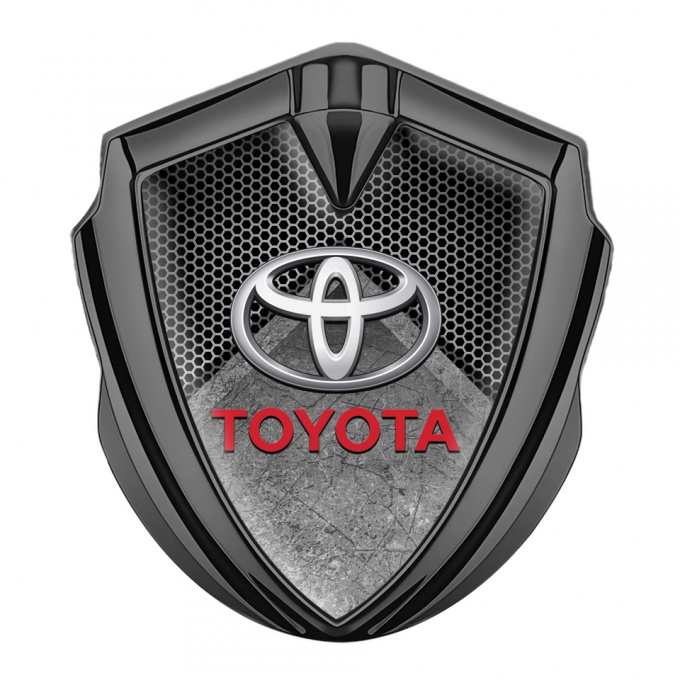Toyota Emblem Trunk Badge Graphite Honeycomb Pattern Oval Design