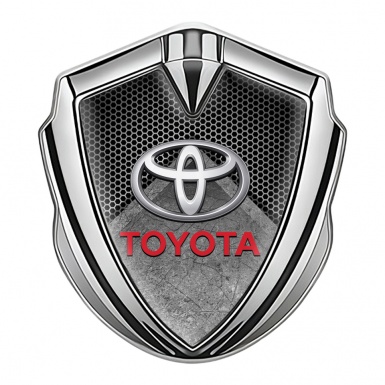 Toyota Emblem Trunk Badge Silver Honeycomb Pattern Oval Design
