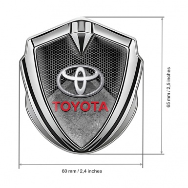 Toyota Emblem Trunk Badge Silver Honeycomb Pattern Oval Design