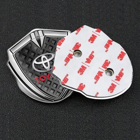 Toyota Emblem Self Adhesive Silver Waffle Effect Red Characters Edition
