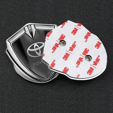 Toyota Bodyside Emblem Badge Silver Black Base Chromatic Oval Logo