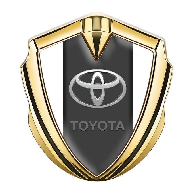 Toyota Trunk Emblem Badge Gold White Base Center Column Design
