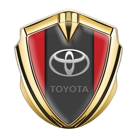Toyota Metal Emblem Self Adhesive Gold Red Base Elliptic Logo Design