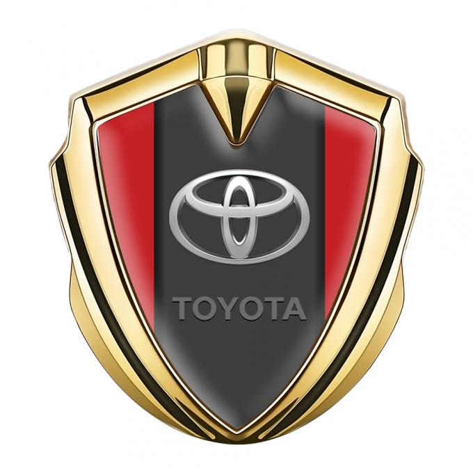 Toyota Metal Emblem Self Adhesive Gold Red Base Elliptic Logo Design