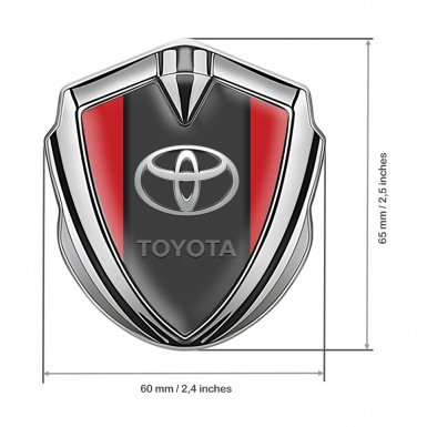 Toyota Metal Emblem Self Adhesive Silver Red Base Elliptic Logo Design