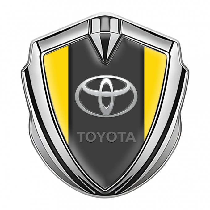 Toyota Bodyside Emblem Self Adhesive Silver Yellow Charcoal Oval Logo