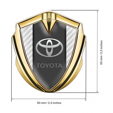 Toyota Emblem Self Adhesive Gold White Carbon Frame Elliptic Design