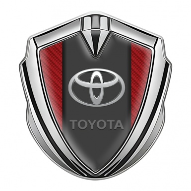 Toyota Bodyside Emblem Badge Silver Red Carbon Sides Oval Logo