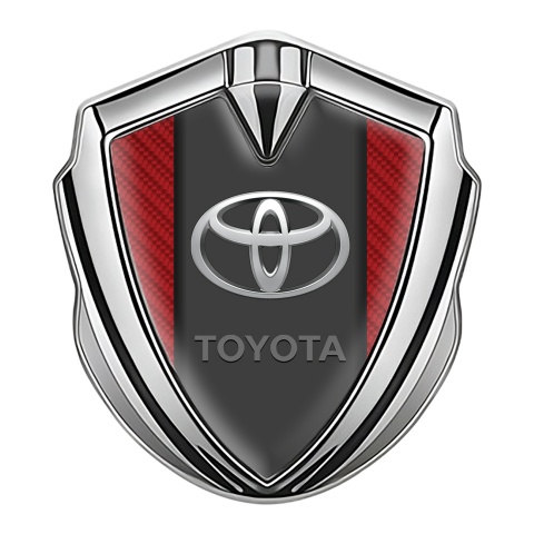 Toyota Bodyside Emblem Badge Silver Red Carbon Sides Oval Logo
