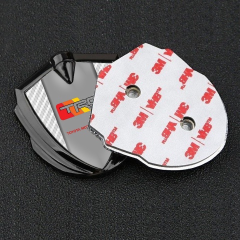 Toyota TRD Metal Emblem Self Adhesive Graphite White Carbon Frame Design