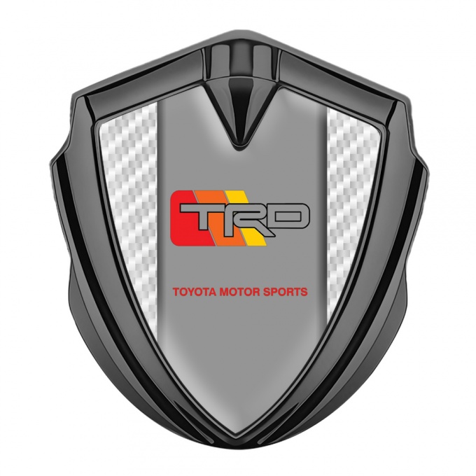 Toyota TRD Metal Emblem Self Adhesive Graphite White Carbon Frame Design