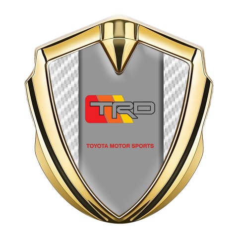 Toyota TRD Metal Emblem Self Adhesive Gold White Carbon Frame Design
