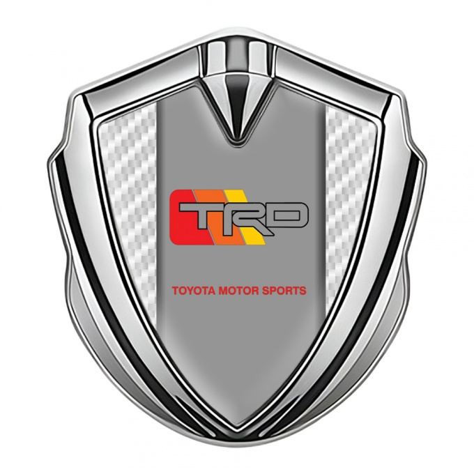 Toyota TRD Metal Emblem Self Adhesive Silver White Carbon Frame Design