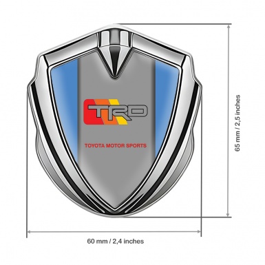 Toyota TRD Emblem Badge Self Adhesive Silver Blue Sides Tricolor Design
