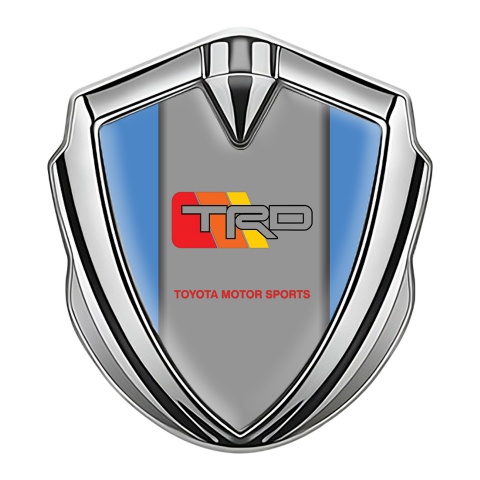 Toyota TRD Emblem Badge Self Adhesive Silver Blue Sides Tricolor Design