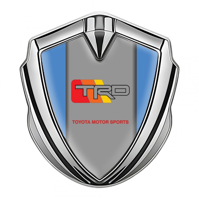 Toyota TRD Emblem Badge Self Adhesive Silver Blue Sides Tricolor Design