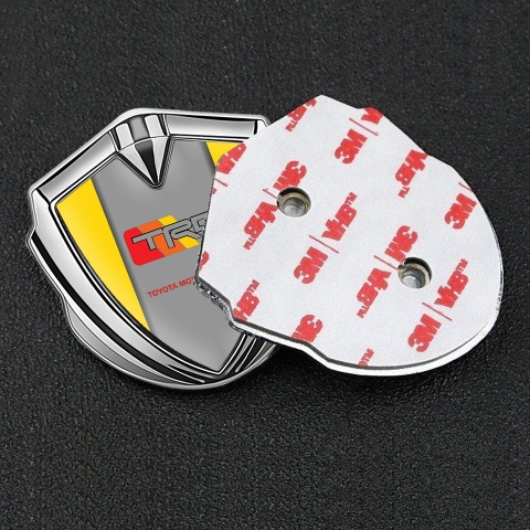Toyota TRD Emblem Trunk Badge Silver Yellow Frame Racing Logo