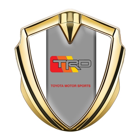 Toyota TRD Bodyside Emblem Badge Gold White Border Grey Panel