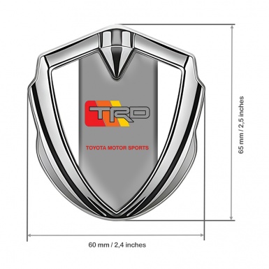 Toyota TRD Bodyside Emblem Badge Silver White Border Grey Panel