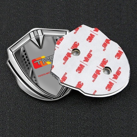 Toyota TRD Bodyside Domed Emblem Silver Mixed Mesh Racing Colors