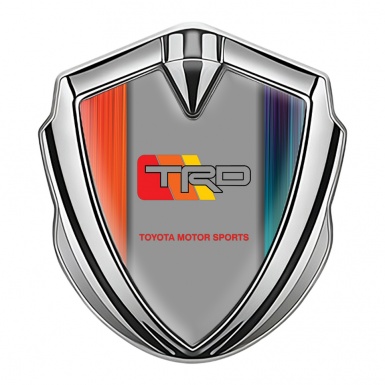 Toyota TRD Emblem Fender Badge Silver Color Mesh Racing Tricolor