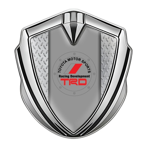 Toyota TRD Trunk Emblem Badge Silver Metal Mesh Round Logo Design