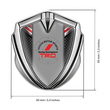 Toyota Bodyside Badge Self Adhesive Silver Dark Mesh Red Ribbon