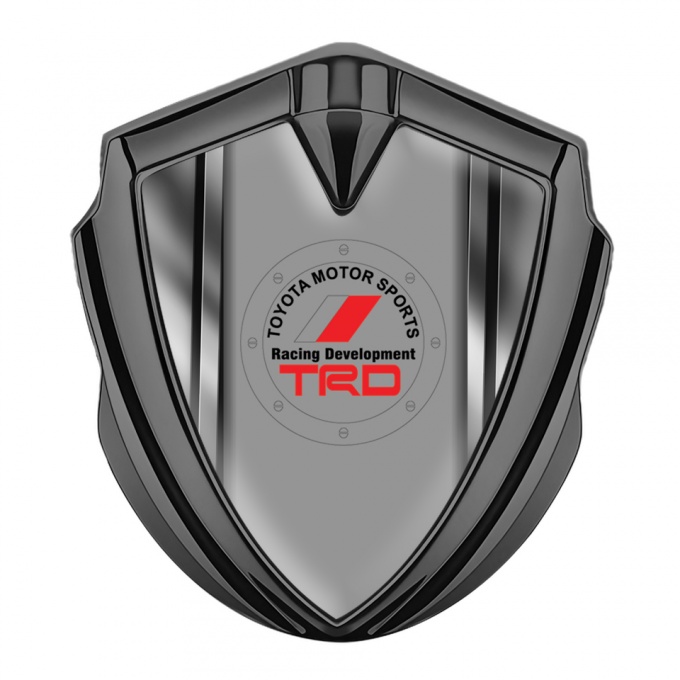 Toyota TRD Emblem Car Badge Graphite Metallic Stripes Center Round Logo