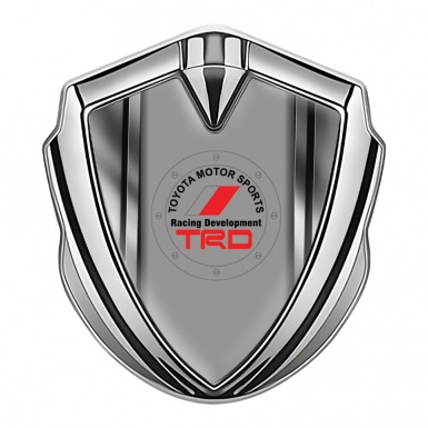 Toyota TRD Emblem Car Badge Silver Metallic Stripes Center Round Logo