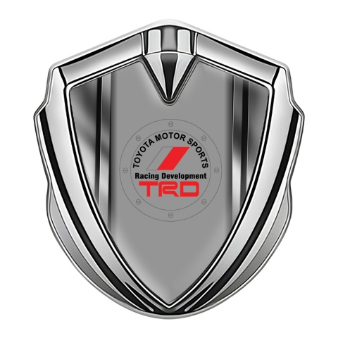 Toyota TRD Emblem Car Badge Silver Metallic Stripes Center Round Logo