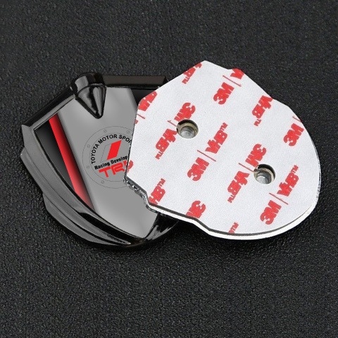 Toyota TRD Bodyside Domed Emblem Graphite Black Side Red Stripe Design 