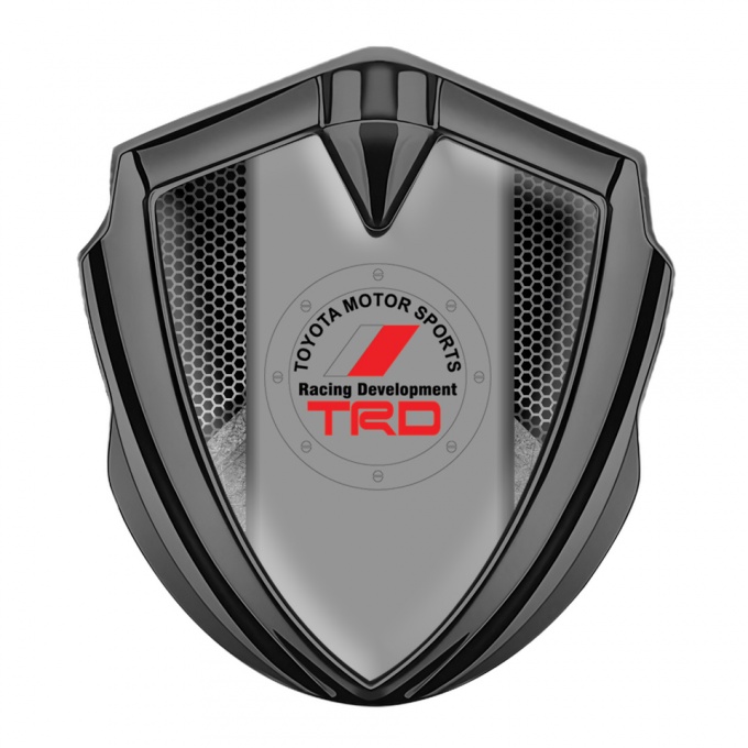 Toyota TRD 3D Car Metal Domed Emblem Graphite Grey Honeycomb Edition
