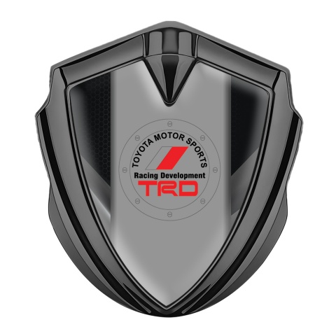 Toyota TRD Emblem Badge Self Adhesive Graphite Black Hex Grey Frame