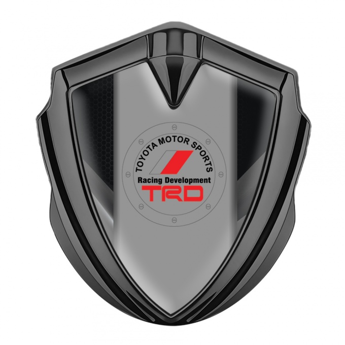 Toyota TRD Emblem Badge Self Adhesive Graphite Black Hex Grey Frame