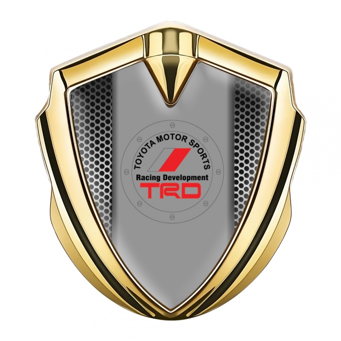 Toyota Fender Emblem Badge Gold Greyscale Mesh Round Design