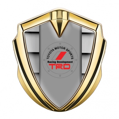 Toyota TRD Emblem Trunk Badge Gold Steel Shutter Motif Red Logo